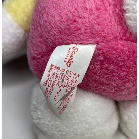 Vintage 2004 Sanrio Smiles Hello Kitty Plush 10” Holding Mini Bunny Pink Yellow - Picture 9 of 10